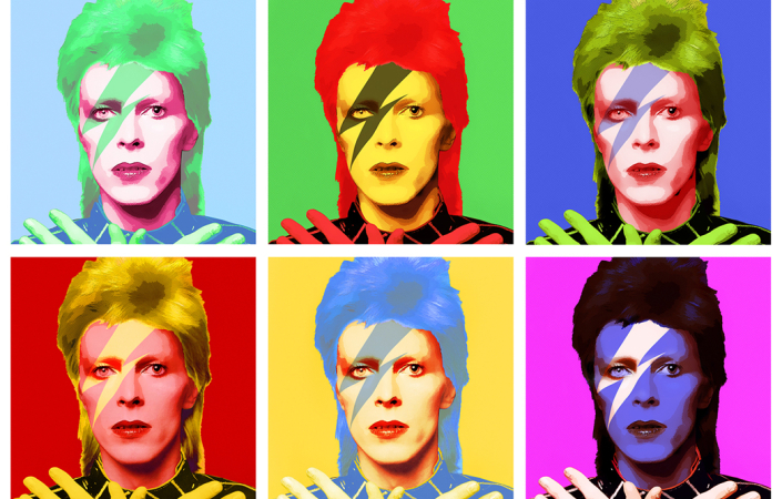 Pokud by někdo aspiroval na vítěze v anketě o největší módní ikonu hudební historie, bude to pravděpodobně David Bowie. | Artwork: Gil Zetbase on Wikimedia commons